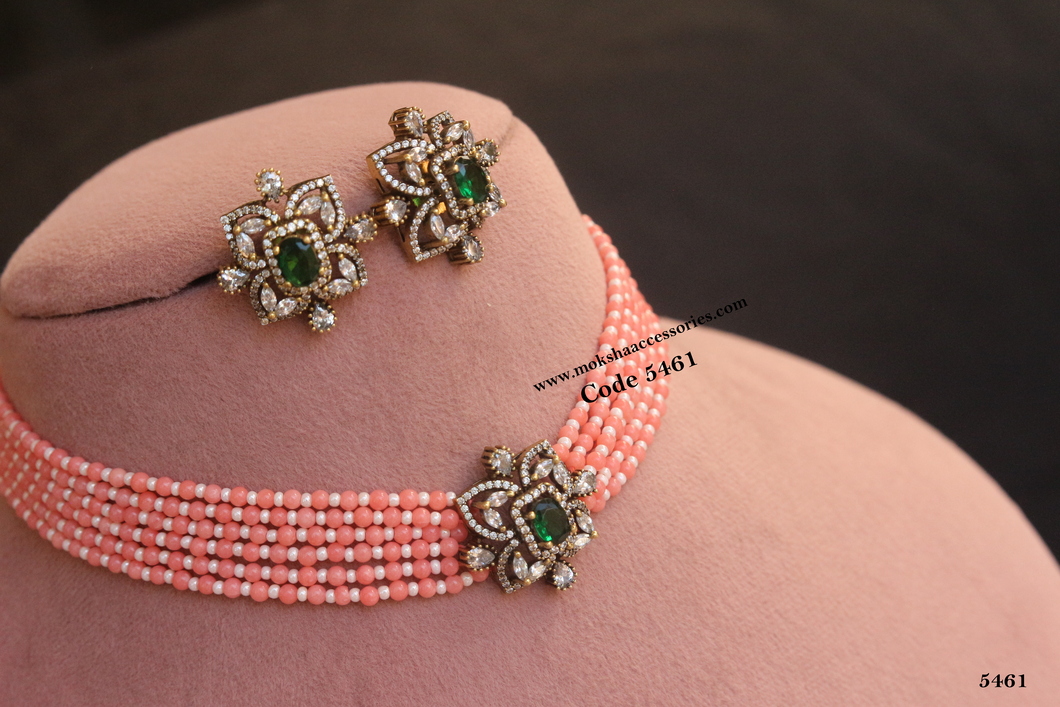 5461.jpg Real Coral Beads Choker Set - Image 1