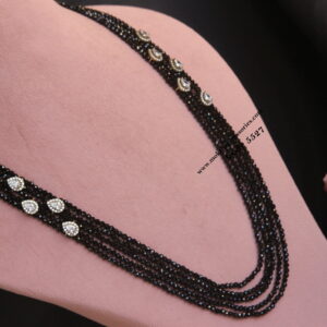 Black Beads with CZ Pendants