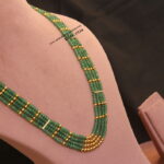 Emerald Beads with Gold Balls Mala