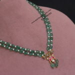 Real Emerald Beads with CZ Pendant and Kundan Pendant Mala