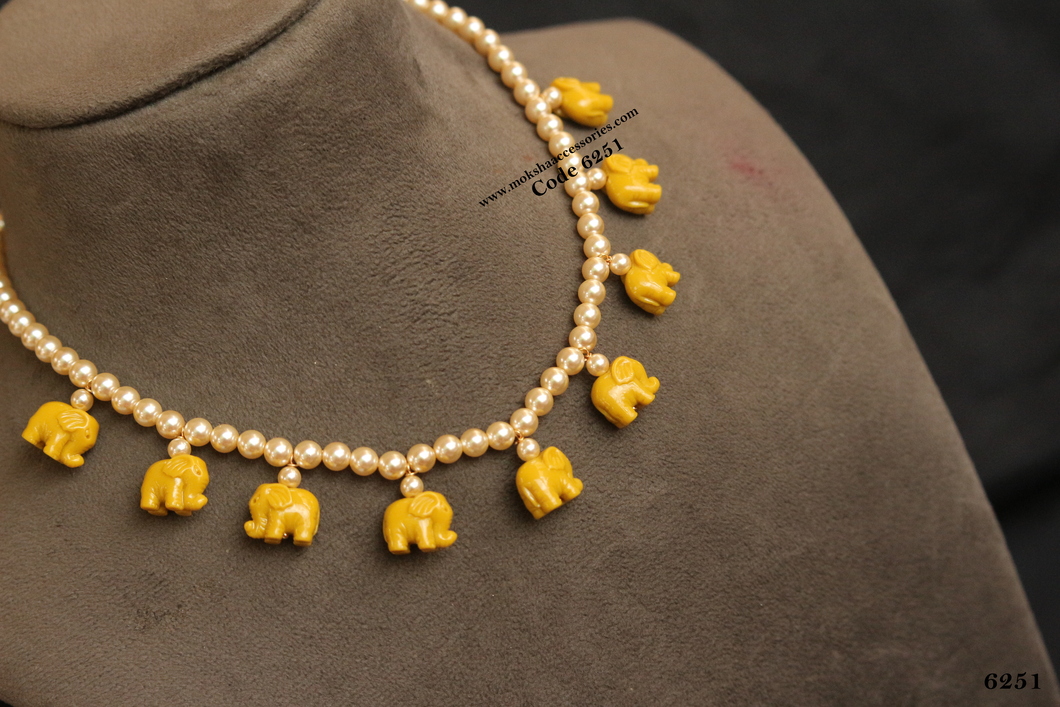 6251.jpg Elephant Pendants with Swarovski Pearl Chain - Image 1
