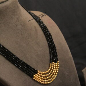 Black Beads with Gold Balls Mala