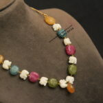 Elephant Pendants with Multi Onyx Beads and Gold Chain