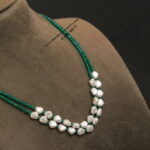 Emerald Beads with Pearl Chain