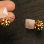 Natural Pink Bead Studs with Antique Gold Balls