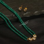 CZ Pendant Set with Emerald Beads
