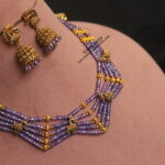 Real CZ Beads Neck Set with Antique Peacock Pendants