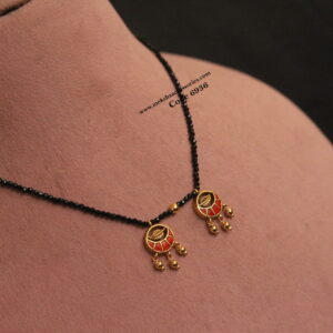 Black Beads with Coral Pendants
