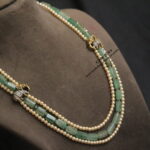 Elephant Pendants with Emerald Natural Beads and Swarovski Pearl Mala