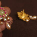 Mozonite Emerald Stone Pendant with Gold Chain