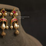 Jadaukundan Earrings with Pearl Drop and Gold Balls