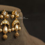 Jadaukundan Earrings with Pearl Drop and Gold Balls