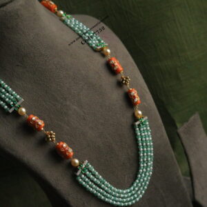 Coral and Emerald Beads Mala