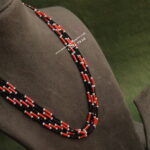 Real Coral and Black Beads Mala
