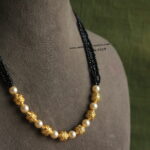 Gold Balls with Swarovski Pearl and Black Beads
