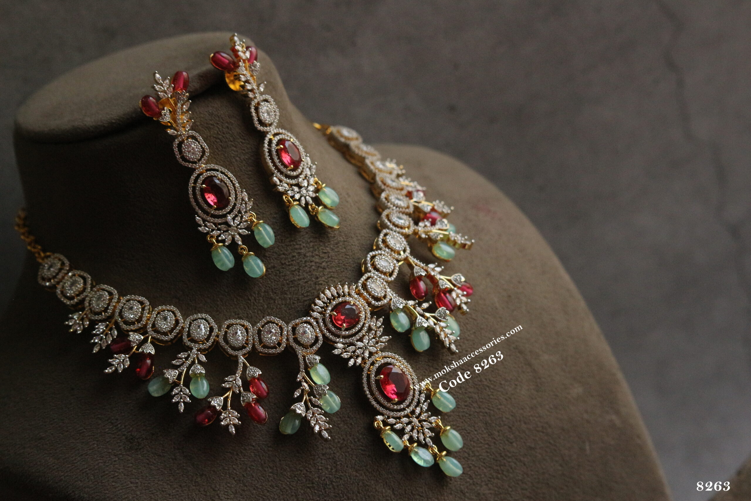 8263-scaled-1.jpg Floral CZ Neckset - Image 1