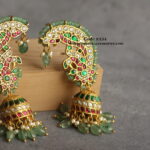 Jadaukundan Ear Cuffs with Real Emerald Beads