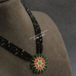 Jadaukundan Pendant with Black Beads and Gold Balls