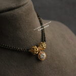CZ Pendant with Antique Gold Balls and Black Beads