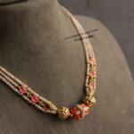 Real Coral with Antique Gold Balls and Real CZ Beads