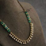 CZ Pendant with Emerald Beads and Black Beads