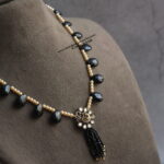 Black Beads with Victorian Pendant and Swarovski Pearls