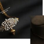 Diamond Alike CZ Pendant Choker with Black Beads