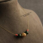 Invisible Chain with Gold Ruby Stone Balls, Corals and Agates