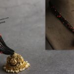 Coral and Black Beads with Nakshi Jhumki Pendant