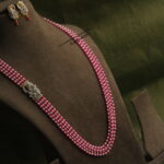 Diamond Alike CZ Pendant Set with Pink Beads and Pearls