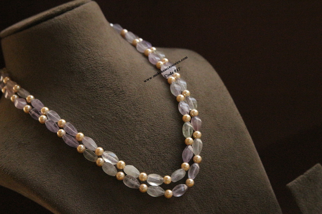 917.jpg Swarovski and Natural Purple Beads Mala - Image 1