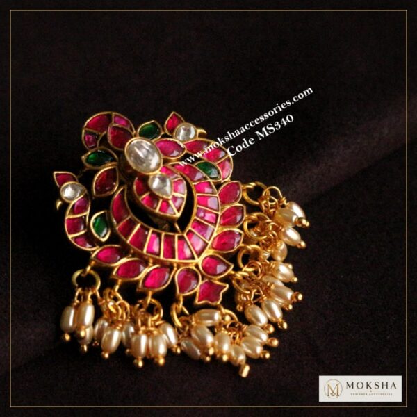 92.5 silver jadaukundan pendant with back hook (8.5 gms) – Moksha Designer Accessories