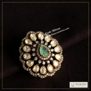 92.5 silver mozonite and cz stone pendant with back hook (12.4 gms) – Moksha Designer Accessories