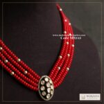 92.5 silver mozonite stone pendant with corals and sarvoski pearls (5.88 gms) – Moksha Designer Accessories