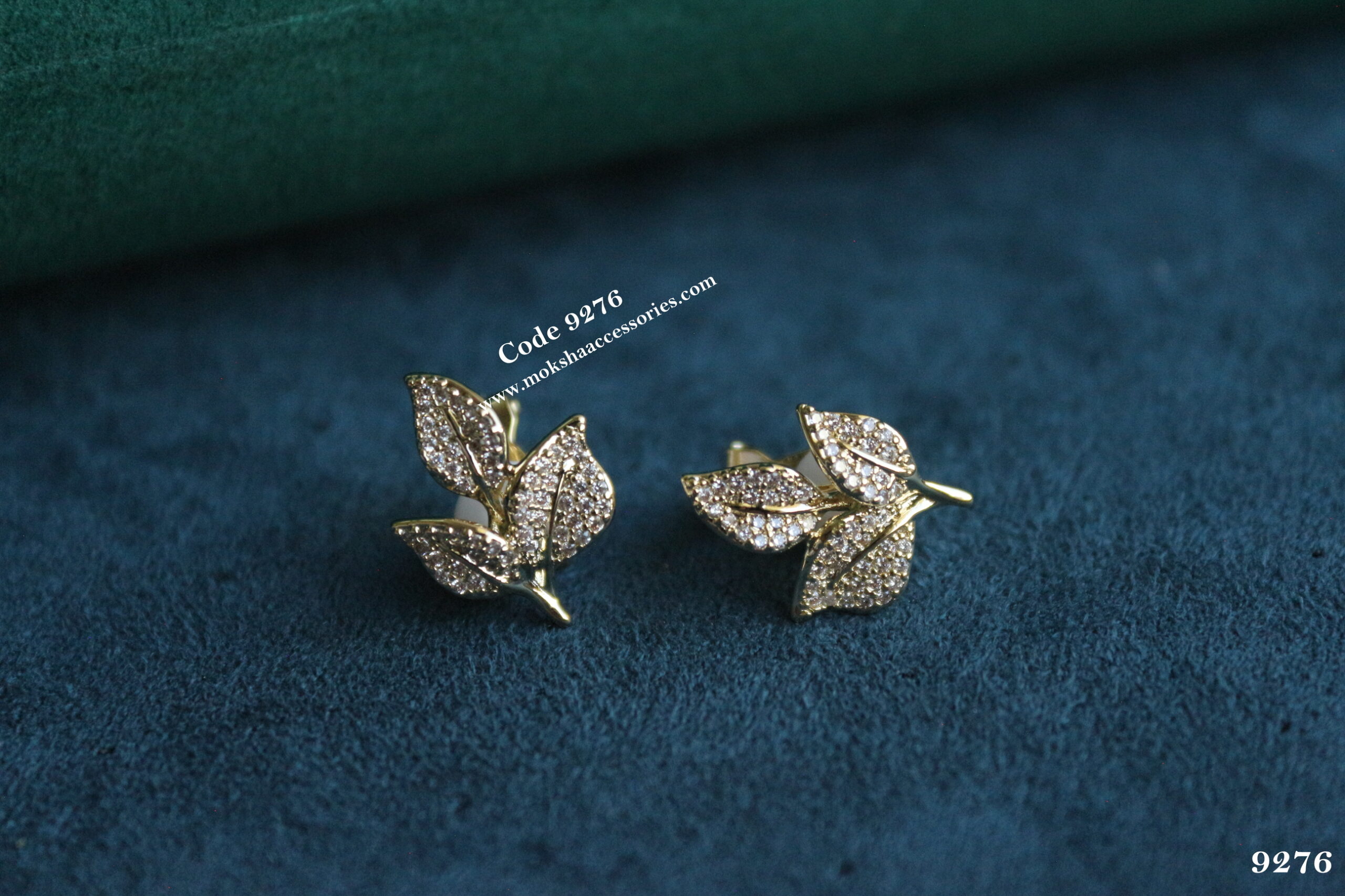 9276-scaled-1.jpg CZ Leaf Pressed Hoops - Image 1