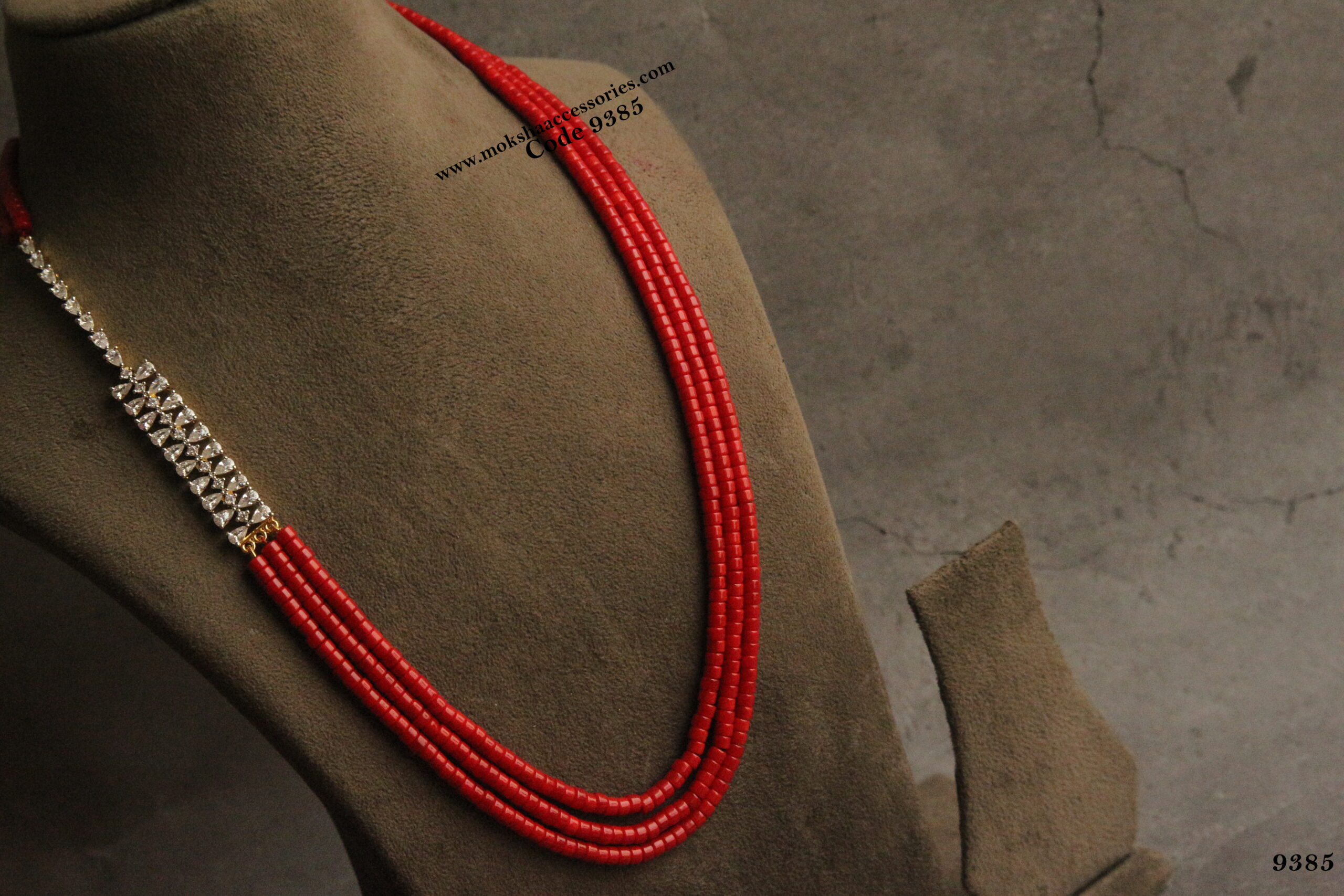 9385-scaled-1.jpg CZ Pendant with Coral Beads - Image 1
