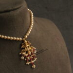 Nakshi Lakshmi Pendant with Ruby Drops and Swarovski Pearls