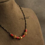 Black Beads and Corals with Antique Gold Balls