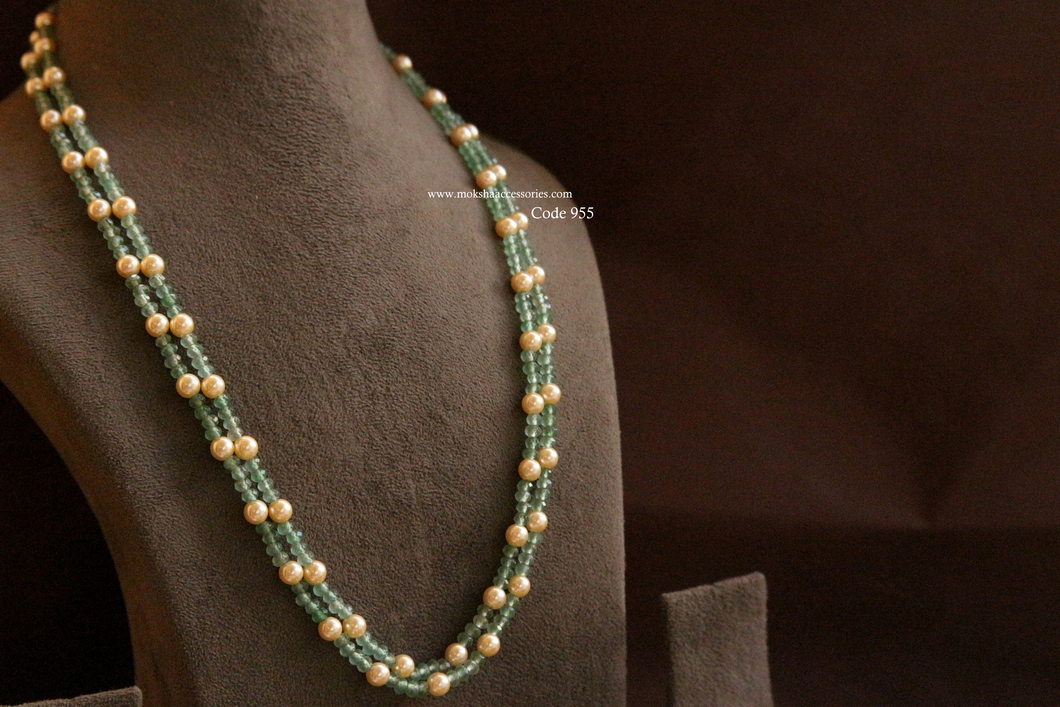 955.jpg Emerald and Pearl Mala - Image 1