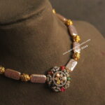 Navrathan Pendant with Fresh Water Pearls and Gold Balls Choker