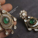 Emerald and Glass Stone Earrings