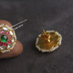 Jadaukundan Pearl Studs with Back Screw