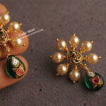 Nakshi Studs with Emerald Stone Kundan Drops