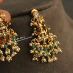 Nakshi Earrings with Pearl and Emerald Drops