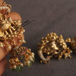 Nakshi Elephant Jhumki with Pearl Drops