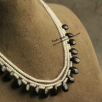 Real CZ Off White Beads with Black Cutting Drops