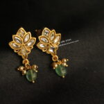 Jadaukundan Studs with Pearl and Emerald Drops