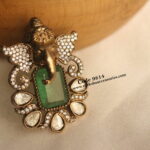 Emerald and CZ Stone Ganesh Pendant