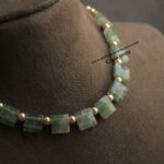 Natural Emerald Thumbled Choker with Swarovski Pearls