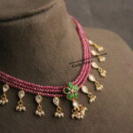 Emerlad Jadaukundan Pendant with Mozonite Stone Drops and Real CZ Beads